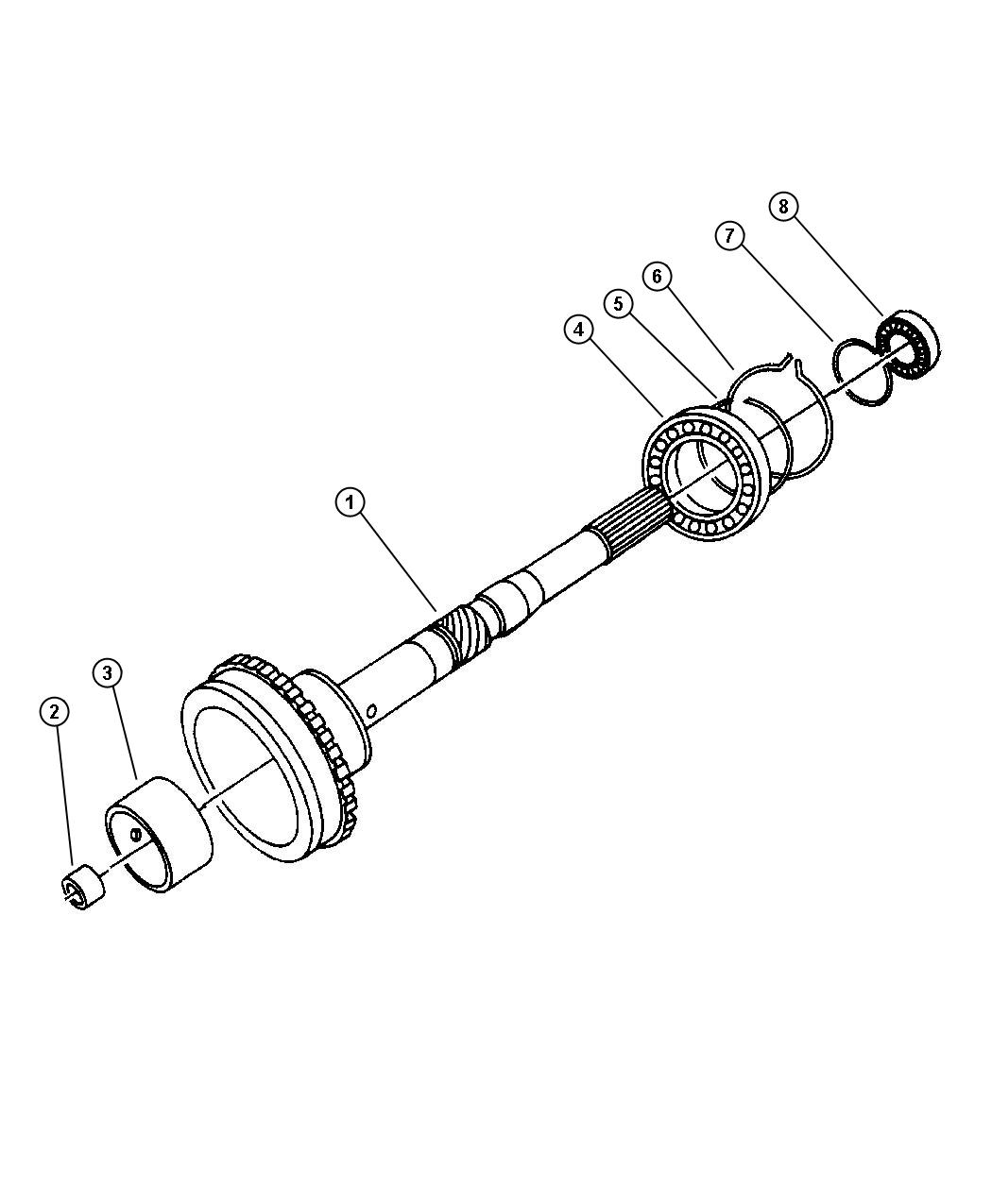 04874036 - MOPAR Output shaft. Transmission. With transmission stamp