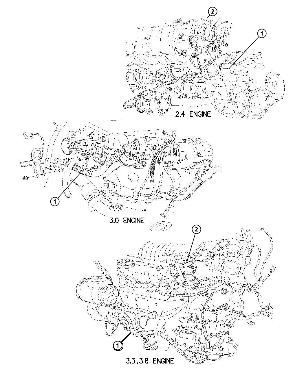 Chrysler Town & Country Wiring. Injector. Harness, w/clips fuel