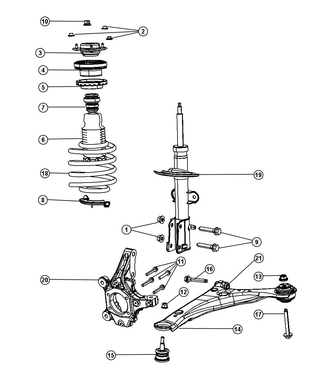 Dodge Grand Caravan Knuckle  Suspension  Right   Front