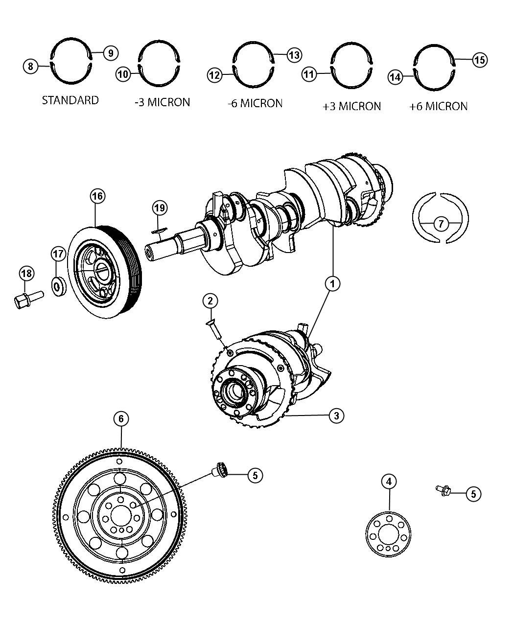 05047160AA - Jeep Reluctor wheel. Crankshaft. Bearingsdamper, gascng